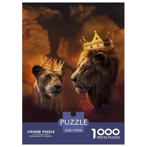 1000-teiliges Tierkunst-Löwenpuzzle für Erwachsene, Holzpuzzles, Puzzles für Erwachsene, Lernspiel, Herausforderungsspielzeug, 1000 Stück (75 x 50 cm) von LMYmoney