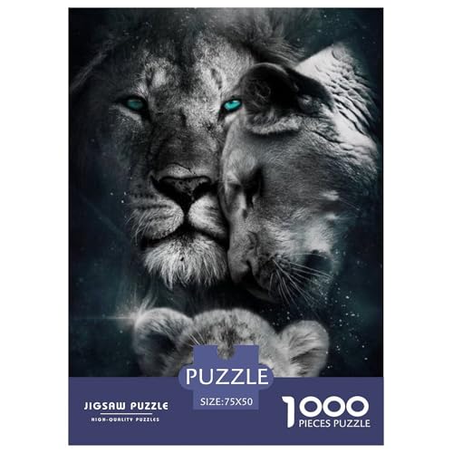 1000-teiliges Tierkunst-Löwenpuzzle für Erwachsene, Holzpuzzles, Puzzles für Erwachsene, Lernspiel, Herausforderungsspielzeug, 1000 Stück (75 x 50 cm) von LMYmoney