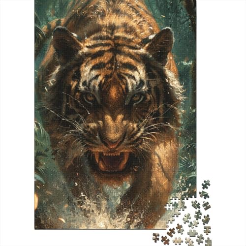 1000-teiliges Tiger-Puzzle für Erwachsene, schwierige Holzpuzzles für Kinder, Lernspiel, Herausforderungsspielzeug, 1000-teilig (75 x 50 cm) von LMYmoney