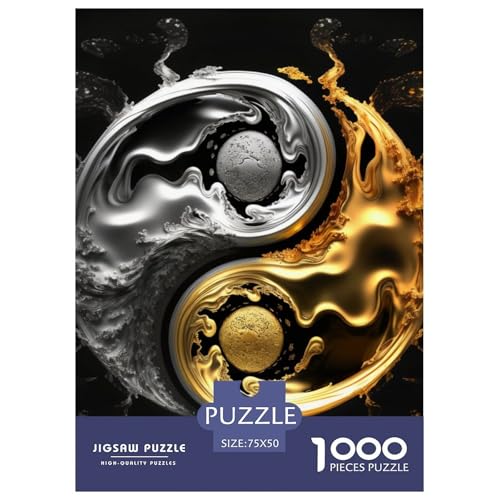 1000-teiliges Yin-Yang-Art-Puzzle für Erwachsene, Holzpuzzle, Lernspiel für Erwachsene Teenager, 1000 Stück (75 x 50 cm) von LMYmoney