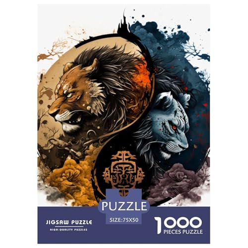 1000-teiliges Yin-Yang-Art-Puzzle für Erwachsene, Holzpuzzle für Erwachsene, Lernspiel, Herausforderungsspielzeug, 1000 Stück (75 x 50 cm) von LMYmoney