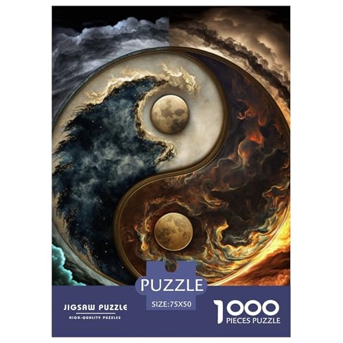 1000-teiliges Yin-Yang-Art-Puzzle für Erwachsene, Holzpuzzle für Erwachsene, Lernspiel, Herausforderungsspielzeug, 1000 Stück (75 x 50 cm) von LMYmoney