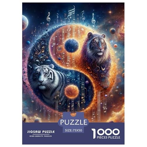 1000-teiliges Yin-Yang-Art-Puzzle für Erwachsene, Holzpuzzle für Erwachsene, Teenager, Mann, Frau, Geschenk, 1000 Stück (75 x 50 cm) von LMYmoney