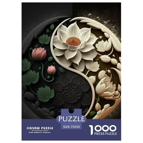 1000-teiliges Yin-Yang-Art-Puzzle für Erwachsene, Holzpuzzle für Erwachsene, Teenager, Mann, Frau, Geschenk, 1000 Stück (75 x 50 cm) von LMYmoney