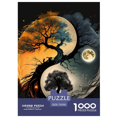 1000-teiliges Yin-Yang-Art-Puzzle für Erwachsene Teenager, Holzpuzzle, nachhaltiges Puzzle für Erwachsene | Spiele 1000 Stück (75 x 50 cm) von LMYmoney