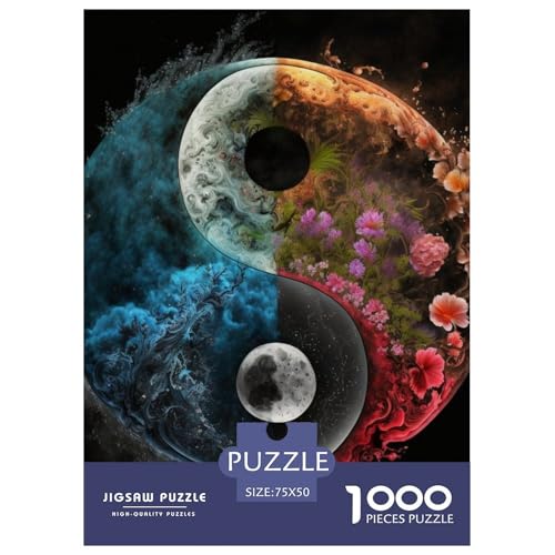 1000-teiliges Yin-Yang-Art-Puzzle für Erwachsene Teenager, Holzpuzzle, nachhaltiges Puzzle für Erwachsene | Spiele 1000 Stück (75 x 50 cm) von LMYmoney