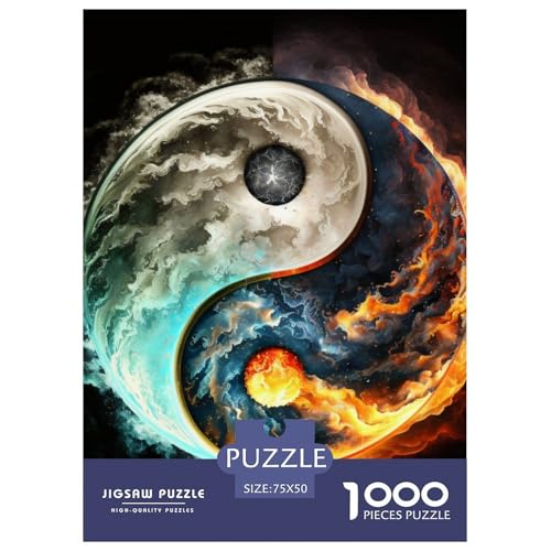 1000-teiliges Yin-Yang-Art-Puzzle für Erwachsene und Teenager, Lernspielzeug aus Holz, 1000 Teile (75 x 50 cm) von LMYmoney