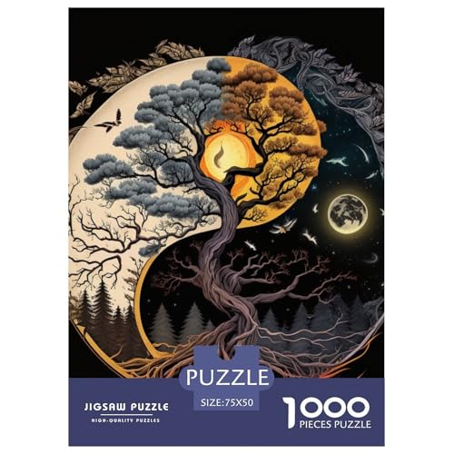 1000-teiliges Yin-Yang-Kunst-Holzpuzzle, Holzpuzzle für Erwachsene und Jugendliche ab 12 Jahren, 1000 Stück (75 x 50 cm) von LMYmoney