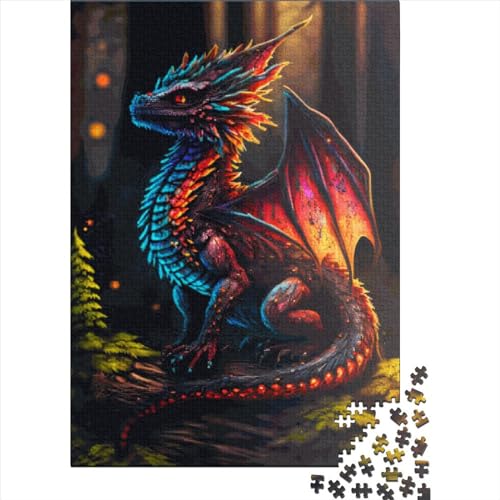 1000-teiliges süßes Drachen-Puzzle für Erwachsene Teenager, Puzzle für Erwachsene, Lernspiel für Erwachsene, 1000 Teile (75 x 50 cm) von LMYmoney