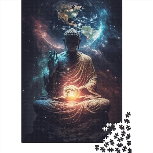 300-teiliges Galaxy Art Buddha-Puzzle für Kinder, Holzpuzzles, Puzzles für Kinder, Lernspiel, Herausforderungsspielzeug, 300 Stück (40 x 28 cm) von LMYmoney