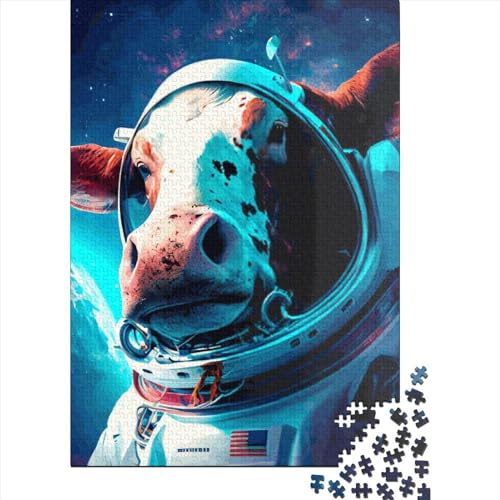 300-teiliges Kuh-Astronauten-Puzzle für Kinder, Holzpuzzle für Erwachsene und Teenager, Lernspielzeug, 300 Teile (40 x 28 cm) von LMYmoney