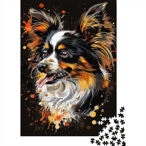 300-teiliges Papillon-Hundekunst-Puzzle für Kinder, Holzpuzzles für Teenager, Geschenke, einzigartige Heimdekoration und Geschenke, 300 Stück (40 x 28 cm) von LMYmoney