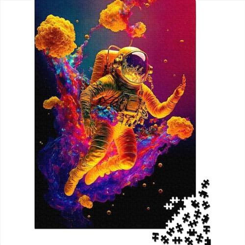 300-teiliges Puzzle, farbenfrohes Astronauten-68-Puzzle für Kinder, Holzbrett-Puzzle, Lernspiel für Erwachsene, 300 Teile (40 x 28 cm) von LMYmoney