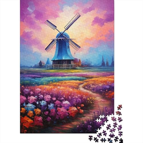 300-teiliges Puzzle „Gemälde Einer Windmühle“, Holzpuzzle für Kinder, Teenager, Mann, Frau, Geschenk, 300 Stück (40 x 28 cm) von LMYmoney