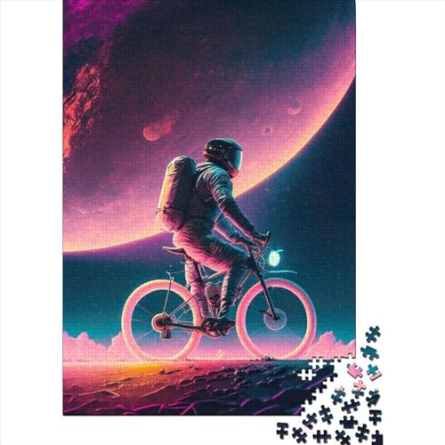 300-teiliges Puzzle für Kinder: Radfahren_Weltraum_Astronauten-Puzzle für Kinder, Kartonpuzzle, Lernspiel für Erwachsene, 300 Teile (40 x 28 cm) von LMYmoney