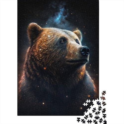 300-teiliges Puzzle mit Galaxie-Tieren und Braunbären-Motiv für Erwachsene und Teenager, Holzpuzzle für Kinder, Heimdekoration, Puzzlespielzeug, 300 Stück (40 x 28 cm) von LMYmoney