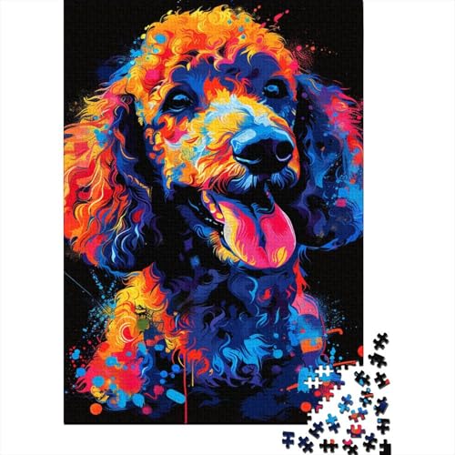 300-teiliges Puzzle mit Pudel-DJ-Neonmotiv für Kinder, Holzpuzzles für Teenager, Geschenke, einzigartige Heimdekoration und Geschenke, 300 Stück (40 x 28 cm) von LMYmoney