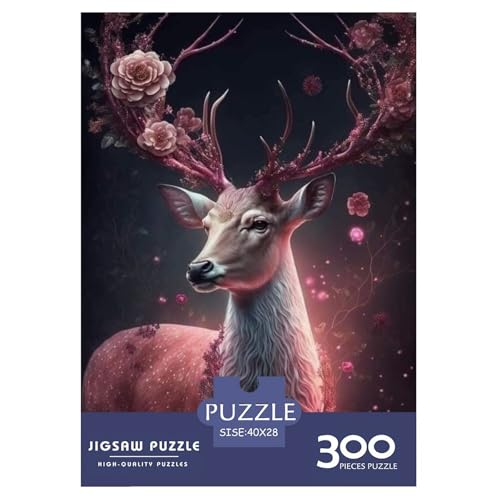 300-teiliges Puzzle mit Tierkunst-Elch für Erwachsene, Holzpuzzle für Erwachsene und Teenager, Lernpuzzle 300 Teile (40 x 28 cm) von LMYmoney