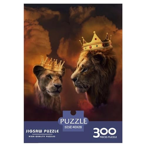 300-teiliges Puzzle mit Tierkunst-Löwenmotiv, für Erwachsene, Holzpuzzle für Erwachsene und Teenager, Lernpuzzle, 300 Teile (40 x 28 cm) von LMYmoney