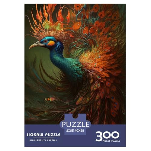 300-teiliges Puzzle mit Tierkunst-Pfauenmotiv, Puzzle für Erwachsene, Holzpuzzle, Lernspiel für Erwachsene Teenager, 300 Teile (40 x 28 cm) von LMYmoney