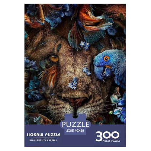 300-teiliges Puzzle mit Tiermotiven und Löwenmotiv für Erwachsene Teenager, Holzpuzzle, nachhaltiges Puzzle für Erwachsene | Spiele 300 Teile (40 x 28 cm) von LMYmoney