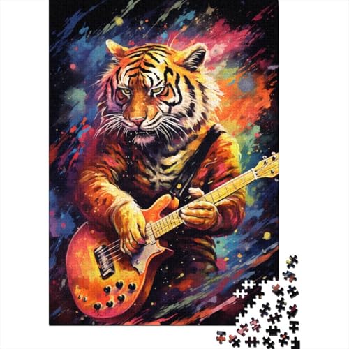 300-teiliges Puzzle mit farbenfroher Tigergitarre für Erwachsene Teenager, Puzzle für Erwachsene, Lernspiel für Erwachsene, 300 Teile (40 x 28 cm) von LMYmoney