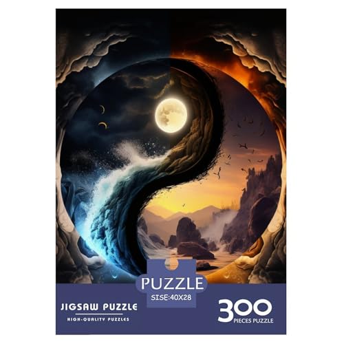 300-teiliges Yin-Yang-Art-Puzzle für Erwachsene Teenager, Holzpuzzle, nachhaltiges Puzzle für Erwachsene | Spiele 300 Stück (40 x 28 cm) von LMYmoney