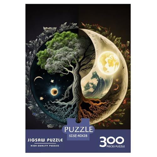 300-teiliges Yin-Yang-Art-Puzzle für Erwachsene Teenager, Holzpuzzle, nachhaltiges Puzzle für Erwachsene | Spiele 300 Stück (40 x 28 cm) von LMYmoney