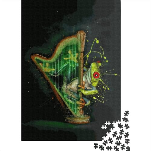 500 Teile „Frosch und Harfe“ für Erwachsene, schwierige Holzpuzzles, Puzzles für Kinder, Lernspiel, Herausforderungsspielzeug, 500 Teile (52 x 38 cm) von LMYmoney