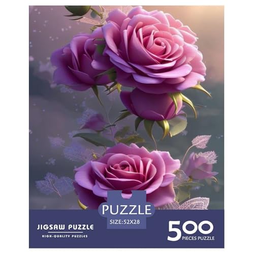 500-teiliges Art Flowers-Puzzle für Erwachsene, Holzpuzzle für Erwachsene, Lernspiel, Herausforderungsspielzeug, 500 Stück (52 x 38 cm) von LMYmoney