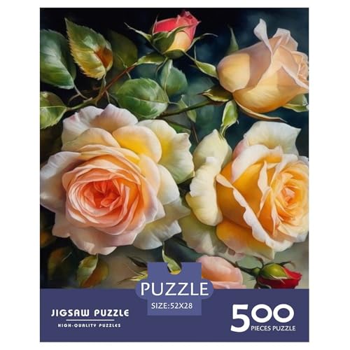 500-teiliges Art Flowers-Puzzle für Erwachsene, Holzpuzzle für Erwachsene, Lernspiel, Herausforderungsspielzeug, 500 Stück (52 x 38 cm) von LMYmoney