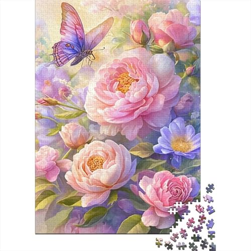 500-teiliges Blumen- und Schmetterlings-Puzzle für Kinder, Puzzle, Lernspiel, Herausforderungsspielzeug, 500 Stück (52 x 38 cm) von LMYmoney