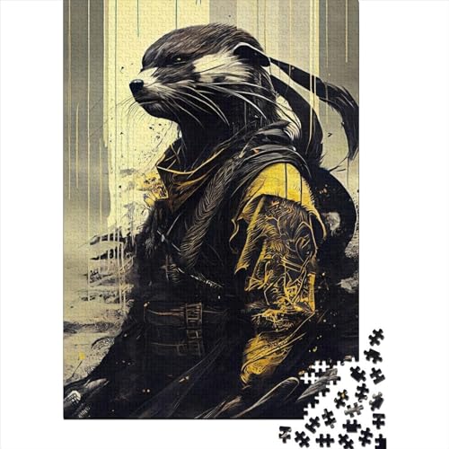 500-teiliges Cooles gelbes Otter-Samurai-Puzzle für Kinder, Puzzle für Erwachsene und Teenager, Lernspiel, 500 Teile (52 x 38 cm) von LMYmoney