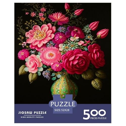 500-teiliges Kunst-Blumen-Puzzle für Erwachsene, Holzpuzzle, Puzzle für Erwachsene, 500 Teile (52 x 38 cm) von LMYmoney