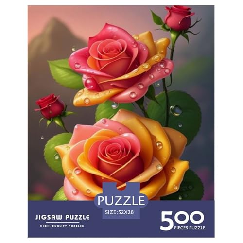 500-teiliges Kunst-Blumen-Puzzle für Erwachsene, Puzzle für Erwachsene und Jugendliche ab 12 Jahren, 500 Teile (52 x 38 cm) < von LMYmoney