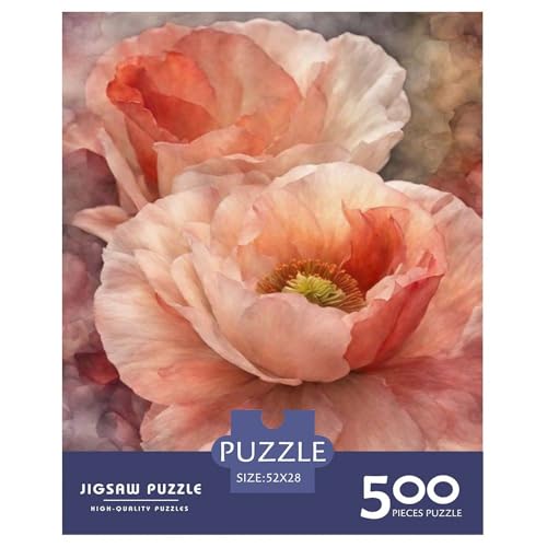 500-teiliges Kunst-Blumen-Puzzle für Erwachsene und Teenager, Holzpuzzle, 500 Teile (52 x 38 cm) von LMYmoney