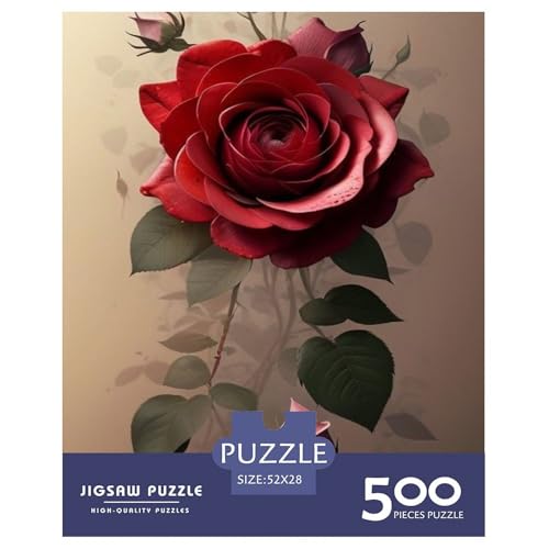 500-teiliges Kunstblumen-Puzzle für Erwachsene, Holzpuzzle für Erwachsene und Teenager, Lernpuzzle 500 Teile (52 x 38 cm) von LMYmoney