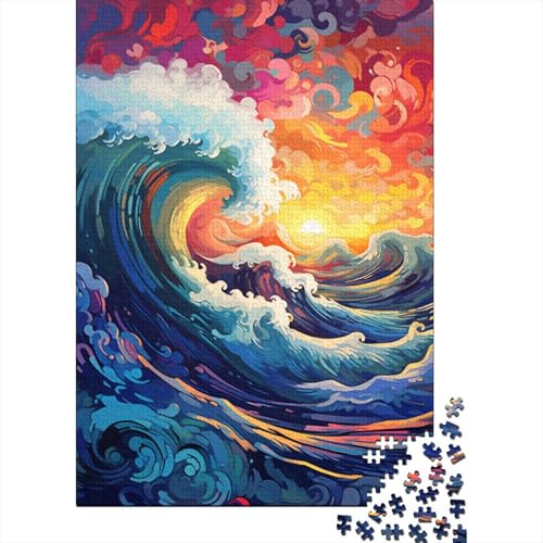 500-teiliges Puzzle, Bunte japanische Wellen, Puzzle für Kartonpuzzle, Lernspielzeug, 500 Teile (52 x 38 cm) von LMYmoney