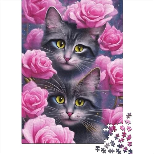 500-teiliges Puzzle, Kunst, Tier, Katze, Puzzle für Erwachsene, Holzbrett-Puzzle, Lernspiel, Herausforderungsspielzeug, 500 Stück (52 x 38 cm) von LMYmoney