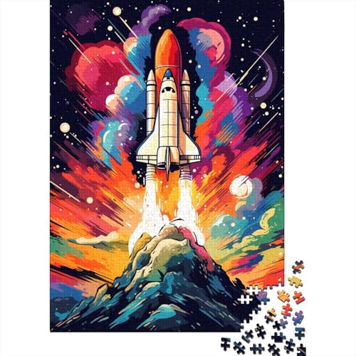 500-teiliges Puzzle, farbenfrohes Kunst-Raketen-Puzzle für Erwachsene, Holzbrett-Puzzle, Lernspiel, Herausforderungsspielzeug, 500 Stück (52 x 38 cm) von LMYmoney