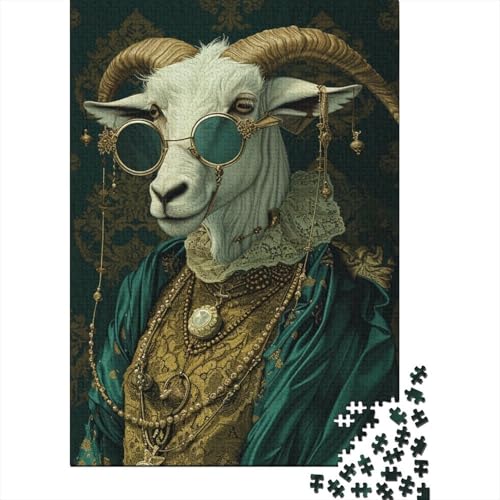 500-teiliges Puzzle „Gentleman Goat“ für Erwachsene Teenager, Puzzle für Erwachsene, Lernspiel für Erwachsene, 500 Teile (52 x 38 cm) von LMYmoney