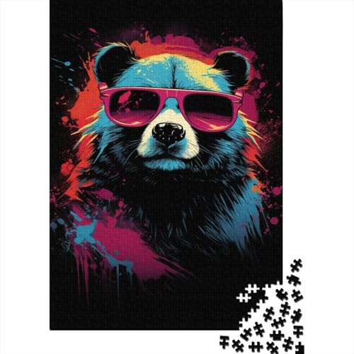 500-teiliges Puzzle „Panda mit Sonnenbrille“ für Kinder, Puzzle, Lernspielzeug, 500 Stück (52 x 38 cm) von LMYmoney