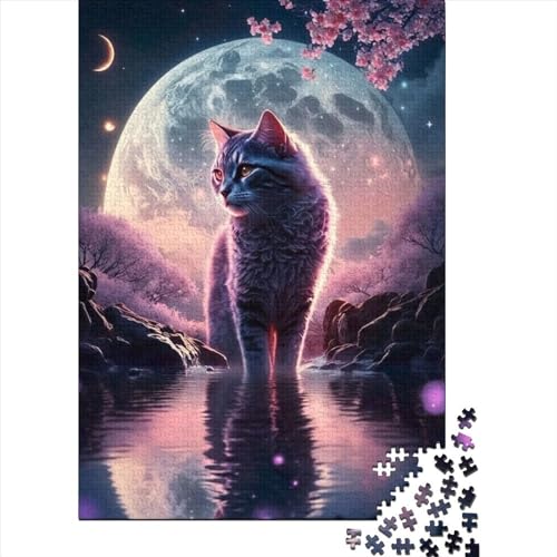 500-teiliges Puzzle für Kinder, Märchen-Mondschein-Katze, Puzzle für Kinder, Kartonpuzzle, Lernspiel für Erwachsene, 500 Teile (52 x 38 cm) von LMYmoney