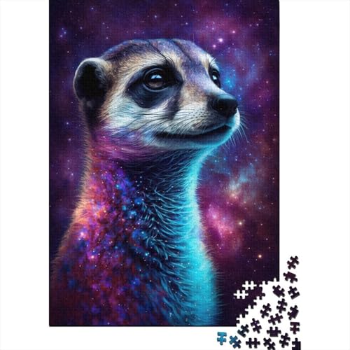 500-teiliges Puzzle mit Erdmännchen in der Galaxie für Erwachsene Teenager. Holzpuzzles für Teenager, Geschenke zum Entspannen, Puzzlespiele, 500 Teile (52 x 38 cm) von LMYmoney