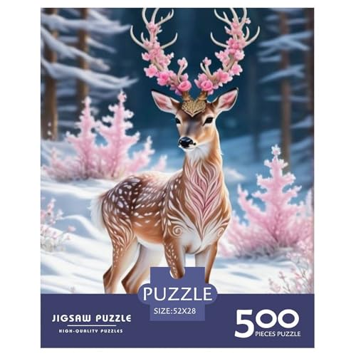 500-teiliges Puzzle mit Tierkunst-Elch für Erwachsene und Teenager, Lernspiele für zu Hause, DIY-Spielzeug, 500 Stück (52 x 38 cm) von LMYmoney