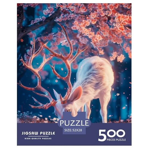 500-teiliges Puzzle mit Tierkunst-Elch für Erwachsene und Teenager. Holzpuzzle für Familienspaß und Spieleabende. 500 Teile (52 x 38 cm) von LMYmoney