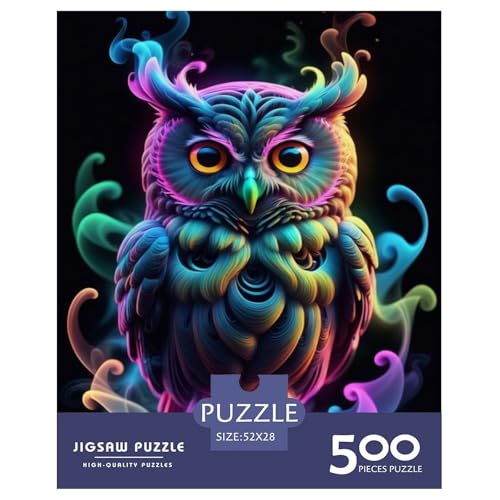 500-teiliges Puzzle mit Tierkunst-Eule für Erwachsene, Puzzles für Erwachsene, Puzzles, einzigartige Heimdekoration und Geschenke, 500 Stück (52 x 38 cm) von LMYmoney