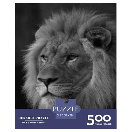 500-teiliges Puzzle mit Tierkunst-Löwenmotiv, Puzzle für Erwachsene, Holzpuzzle, Lernspiel für Erwachsene Teenager, 500 Stück (52 x 38 cm) von LMYmoney