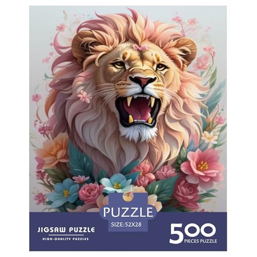 500-teiliges Puzzle mit Tierkunst-Löwenmotiv, für Erwachsene und Teenager, Lernspielzeug aus Holz, 500 Stück (52 x 38 cm) von LMYmoney