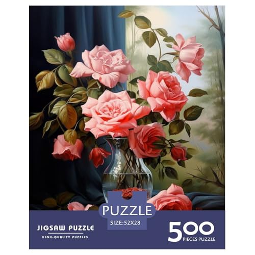 500-teiliges Puzzle mit Tierkunst und Blumenmotiv, für Erwachsene, Holzpuzzle, Lernspiel für Erwachsene Teenager, 500 Stück (52 x 38 cm) von LMYmoney